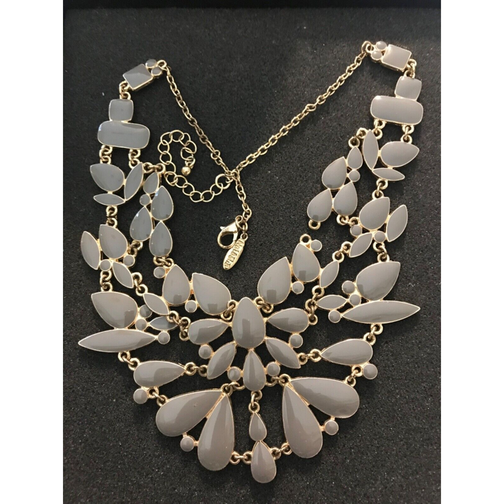 Natasha Statement Bib Light Sage Colored Enamel Necklace